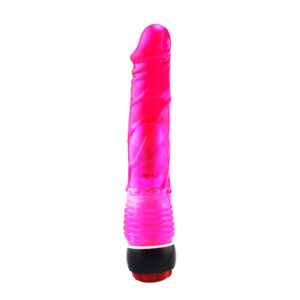 Yiwu Love 21.5 Cm. Ultra Lüx Doku Damarlı Titreşimli Pembe Jel Vibratör