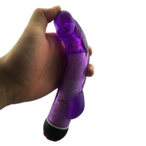 Yiwu Love 21.5 Cm. Ultra Lüx Doku Testisli Titreşimli Mor Jel Vibratör