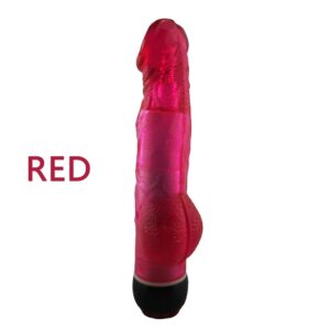 Yiwu Love 21.5 Cm Ultra Lüx Doku Testisli Titreşimli Kırmızı Jel Vibratör