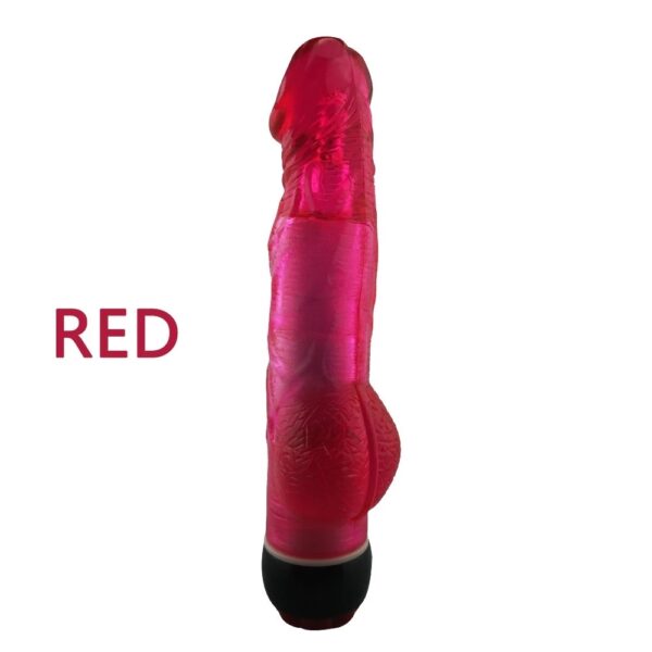Yiwu Love 21.5 Cm Ultra Lüx Doku Testisli Titreşimli Kırmızı Jel Vibratör