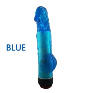 Yiwu Love 21.5 Cm. Ultra Lüx Doku Testisli Titreşimli Mavi Jel Vibratör