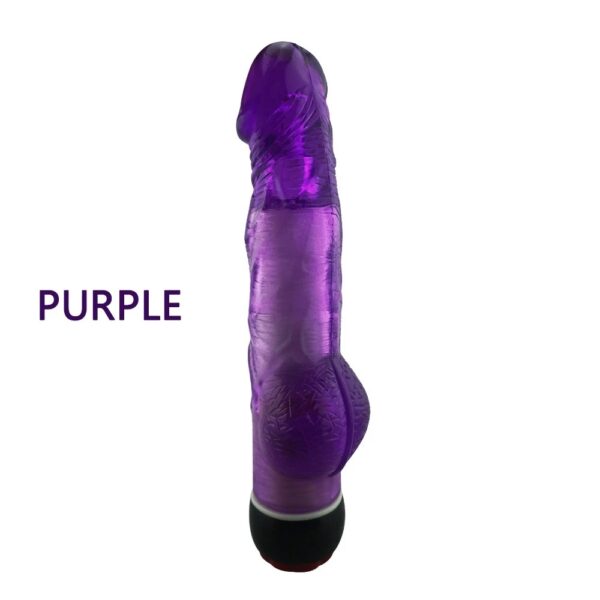 Yiwu Love 21.5 Cm. Ultra Lüx Doku Testisli Titreşimli Mor Jel Vibratör