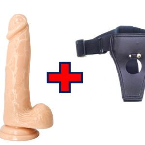 XESE - 16 Cm. - Tam Realistik - Testisli Vantuzlu - Belden Bağlamalı Kemerli Dildo ''Retardex Genital Bölge Koku Giderici Hediyeli''