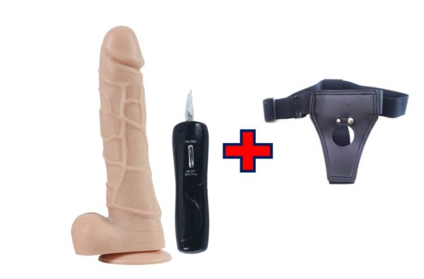 DİLDO - Süper Realistik - Titreşimli Vantuzlu Damarlı - Belden Bağlamalı Kemerli Vibratör ''Retardex Genital Bölge Koku Giderici Hediyeli''