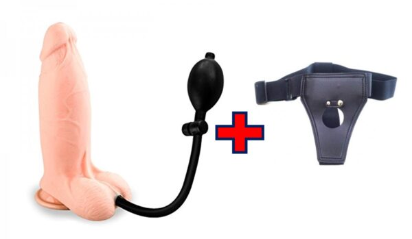 Şişebilen Vantuzlu Tam Realistik Belden Bağlamalı Kemerli Dildo ''Retardex Genital Bölge Koku Giderici Hediyeli''
