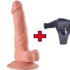 Lance's Cock - 20 Cm. - Ultra Realistik Dokulu Testisli Vantuzlu Belden Bağlamalı Kemerli Vibratör (Ten Rengi) ''Retardex Genital Bölge Koku Giderici Hediyeli''