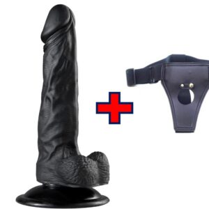 Lance's Cock - 20 Cm. - Ultra Realistik Dokulu Testisli Vantuzlu Belden Bağlamalı Kemerli Vibratör (Zenci) ''Retardex Genital Bölge Koku Giderici Hediyeli''