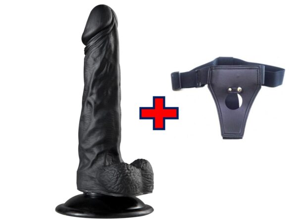 Lance's Cock - 20 Cm. - Ultra Realistik Dokulu Testisli Vantuzlu Belden Bağlamalı Kemerli Vibratör (Zenci) ''Retardex Genital Bölge Koku Giderici Hediyeli''