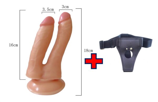 Lance's Cock - 18 Cm. - Ultra Realistik - Anal & Vajinal Çift Zevk - Belden Bağlamalı Kemerli Çatal Vibratör ''Retardex Genital Bölge Koku Giderici Hediyeli''