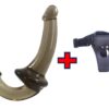 U-SHAPE – 20 Cm. – Çift Başlı Realistik – Belden Bağlamalı Kemerli – Lezbiyen Dildo (Jelly Siyah) ''Retardex Genital Bölge Koku Giderici Hediyeli''
