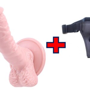 Vantuzlu Tam Realistik Gerçek Doku 20cm Vibratör Belden bağlama kemerli ''Retardex Genital Bölge Koku Giderici Hediyeli''