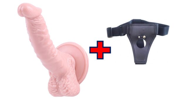 Vantuzlu Tam Realistik Gerçek Doku 20cm Vibratör Belden bağlama kemerli ''Retardex Genital Bölge Koku Giderici Hediyeli''
