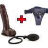 Belden Bağlamalı Kemerli Şişebilen Vantuzlu Tam Realistik Penis Vibratör (Kahverengi)     ''Retardex Genital Bölge Koku Giderici Hediyeli''