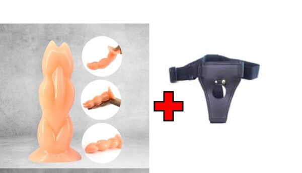Dr.Love Boğumlu Büyük Boy Anal Plug & Dildo - Belden Bağlama Kemerli -- ''Retardex Genital Bölge Koku Giderici Hediyeli''