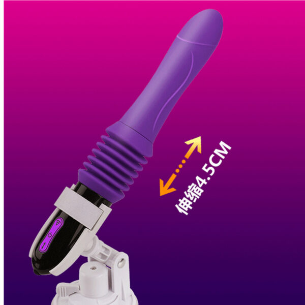 USB Şarjlı - 10 Farklı Titreşim Modlu İleri-Geri Kendinden Hareketli - Her Türlü Yüzeye Monte Edilebilen Ultra Lüx Doku Teleskobik Vibratör (Mor) ''Retardex Genital Bölge Koku Giderici Hediyeli'' - Görsel 3