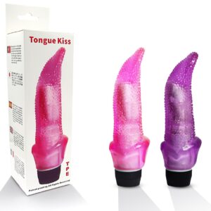 Tongue Kiss - Dil Dokulu Renkli Titreşimli Jel Vibratör (Pembe)