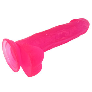 XESE - 18 Cm. - Tam Realistik Testisli Vantuzlu Vibratör (Jelly Pembe) ''Retardex Genital Bölge Koku Giderici Hediyeli''