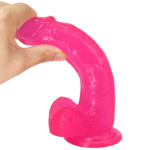 XESE - 18 Cm. - Tam Realistik Testisli Vantuzlu Vibratör (Jelly Pembe) ''Retardex Genital Bölge Koku Giderici Hediyeli''