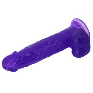 XESE - 18 Cm. - Tam Realistik Testisli Vantuzlu Vibratör (Jelly Mor) ''Retardex Genital Bölge Koku Giderici Hediyeli''