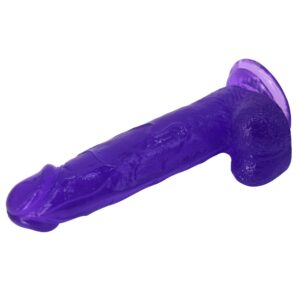 XESE - 21 Cm. - Tam Realistik Testisli Vantuzlu Vibratör (Jelly Mor) ''Retardex Genital Bölge Koku Giderici Hediyeli''