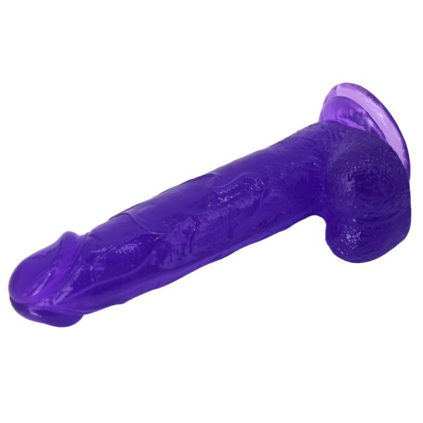 XESE - 21 Cm. - Tam Realistik Testisli Vantuzlu Vibratör (Jelly Mor) ''Retardex Genital Bölge Koku Giderici Hediyeli'' - Görsel 3