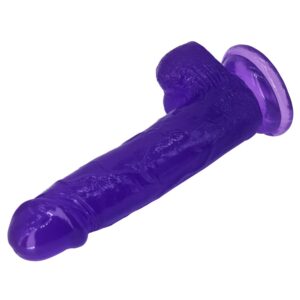 XESE - 21 Cm. - Tam Realistik Testisli Vantuzlu Vibratör (Jelly Mor) ''Retardex Genital Bölge Koku Giderici Hediyeli''
