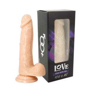 XESE - 21 Cm. - Tam Realistik Testisli Vantuzlu Vibratör (Ten Rengi) ''Retardex Genital Bölge Koku Giderici Hediyeli''