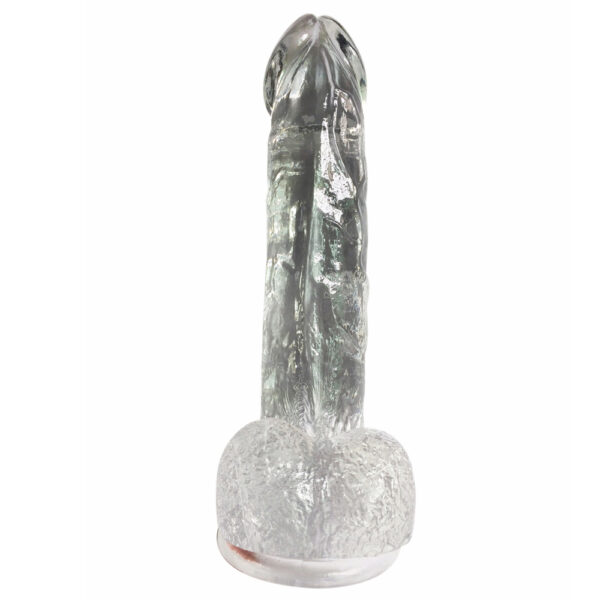 XESE - 18 Cm. - Tam Realistik Testisli Vantuzlu Vibratör (Jelly Şeffaf Beyaz) ''Retardex Genital Bölge Koku Giderici Hediyeli'' - Görsel 2