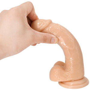 XESE - 18 Cm. - Tam Realistik Testisli Vantuzlu Vibratör (Ten Rengi) ''Retardex Genital Bölge Koku Giderici Hediyeli''