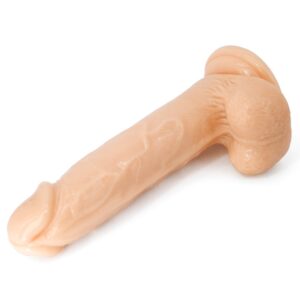 XESE - 21 Cm. - Tam Realistik Testisli Vantuzlu Vibratör (Ten Rengi) ''Retardex Genital Bölge Koku Giderici Hediyeli''