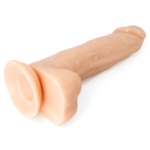 XESE - 21 Cm. - Tam Realistik Testisli Vantuzlu Vibratör (Ten Rengi) ''Retardex Genital Bölge Koku Giderici Hediyeli''
