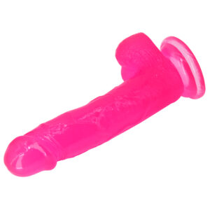 XESE - 18 Cm. - Tam Realistik Testisli Vantuzlu Vibratör (Jelly Pembe) ''Retardex Genital Bölge Koku Giderici Hediyeli''