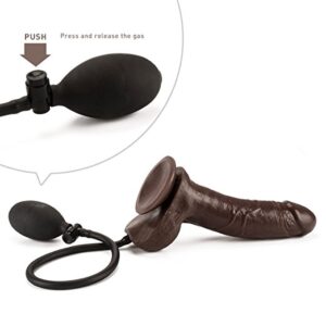 Şişebilen Vantuzlu Tam Realistik Penis Vibratör (Kahverengi)     ''Retardex Genital Bölge Koku Giderici Hediyeli''