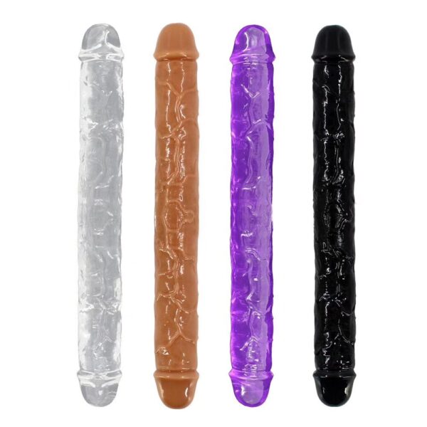 Double Dong - 38 Cm. - Çift Başlı Realistik Lezbiyen Dildo (Jelly Şeffaf Beyaz)     ''Retardex Genital Bölge Koku Giderici Hediyeli'' - Görsel 6