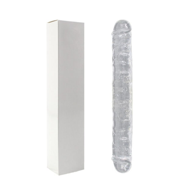 Double Dong - 38 Cm. - Çift Başlı Realistik Lezbiyen Dildo (Jelly Şeffaf Beyaz)     ''Retardex Genital Bölge Koku Giderici Hediyeli''