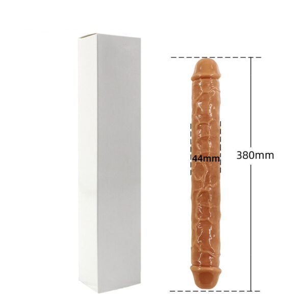 Double Dong - 38 Cm. - Çift Başlı Realistik Lezbiyen Dildo (Ten Rengi)     ''Retardex Genital Bölge Koku Giderici Hediyeli'' - Görsel 2