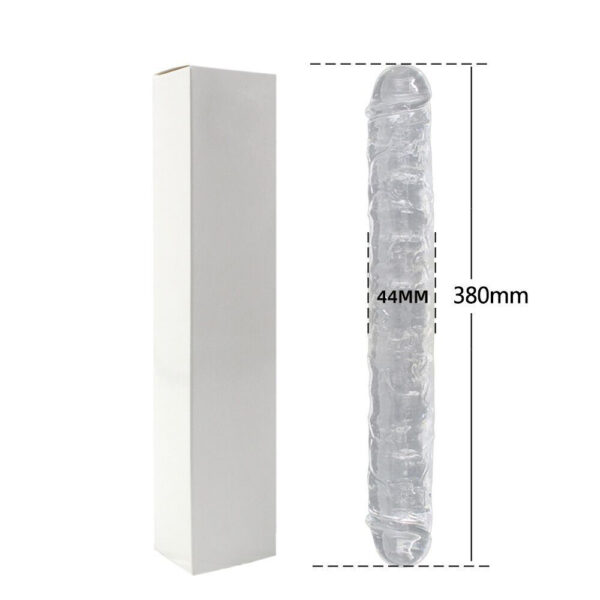 Double Dong - 38 Cm. - Çift Başlı Realistik Lezbiyen Dildo (Jelly Şeffaf Beyaz)     ''Retardex Genital Bölge Koku Giderici Hediyeli'' - Görsel 2
