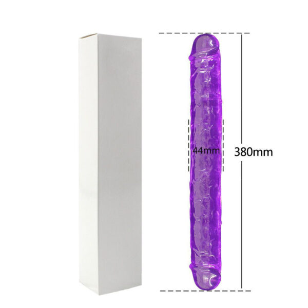 Double Dong - 38 Cm. - Çift Başlı Realistik Lezbiyen Dildo (Jelly Mor)     ''Retardex Genital Bölge Koku Giderici Hediyeli'' - Görsel 2