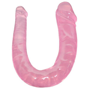 U-SHAPE - 28 Cm. - Çift Başlı Realistik Lezbiyen Dildo (Jelly Pembe)