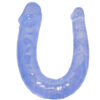 U-SHAPE - 28 Cm. - Çift Başlı Realistik Lezbiyen Dildo (Jelly Mavi)