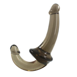 U-SHAPE - 20 Cm. - Çift Başlı Realistik Lezbiyen Dildo (Jelly Siyah) ''Retardex Genital Bölge Koku Giderici Hediyeli''