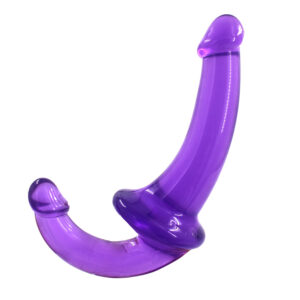 U-SHAPE - 20 Cm. - Çift Başlı Realistik Lezbiyen Dildo (Jelly Mor) ''Retardex Genital Bölge Koku Giderici Hediyeli''