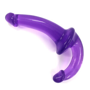 U-SHAPE - 20 Cm. - Çift Başlı Realistik Lezbiyen Dildo (Jelly Mor) ''Retardex Genital Bölge Koku Giderici Hediyeli''