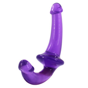 U-SHAPE - 20 Cm. - Çift Başlı Realistik Lezbiyen Dildo (Jelly Mor) ''Retardex Genital Bölge Koku Giderici Hediyeli''