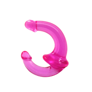 U-SHAPE - 20 Cm. - Çift Başlı Realistik Lezbiyen Dildo (Jelly Pembe) ''Retardex Genital Bölge Koku Giderici Hediyeli''