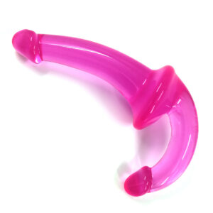 U-SHAPE - 20 Cm. - Çift Başlı Realistik Lezbiyen Dildo (Jelly Pembe) ''Retardex Genital Bölge Koku Giderici Hediyeli''