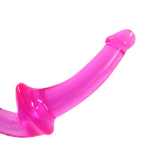 U-SHAPE - 20 Cm. - Çift Başlı Realistik Lezbiyen Dildo (Jelly Pembe) ''Retardex Genital Bölge Koku Giderici Hediyeli''