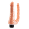 Double Experience - 22 Cm. - Titreşimli Ultra Realistik - Anal & Vajinal Çift Zevk - Çatal Vibratör (Ten Rengi)     ''Retardex Genital Bölge Koku Giderici Hediyeli''
