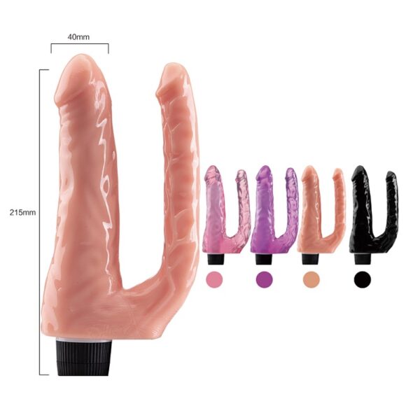 Double Experience - 22 Cm. - Titreşimli Ultra Realistik - Anal & Vajinal Çift Zevk - Çatal Vibratör (Ten Rengi)     ''Retardex Genital Bölge Koku Giderici Hediyeli'' - Görsel 2