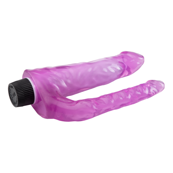 Double Experience - 22 Cm. - Titreşimli Ultra Realistik - Anal & Vajinal Çift Zevk - Çatal Vibratör (Mor)     ''Retardex Genital Bölge Koku Giderici Hediyeli'' - Görsel 3